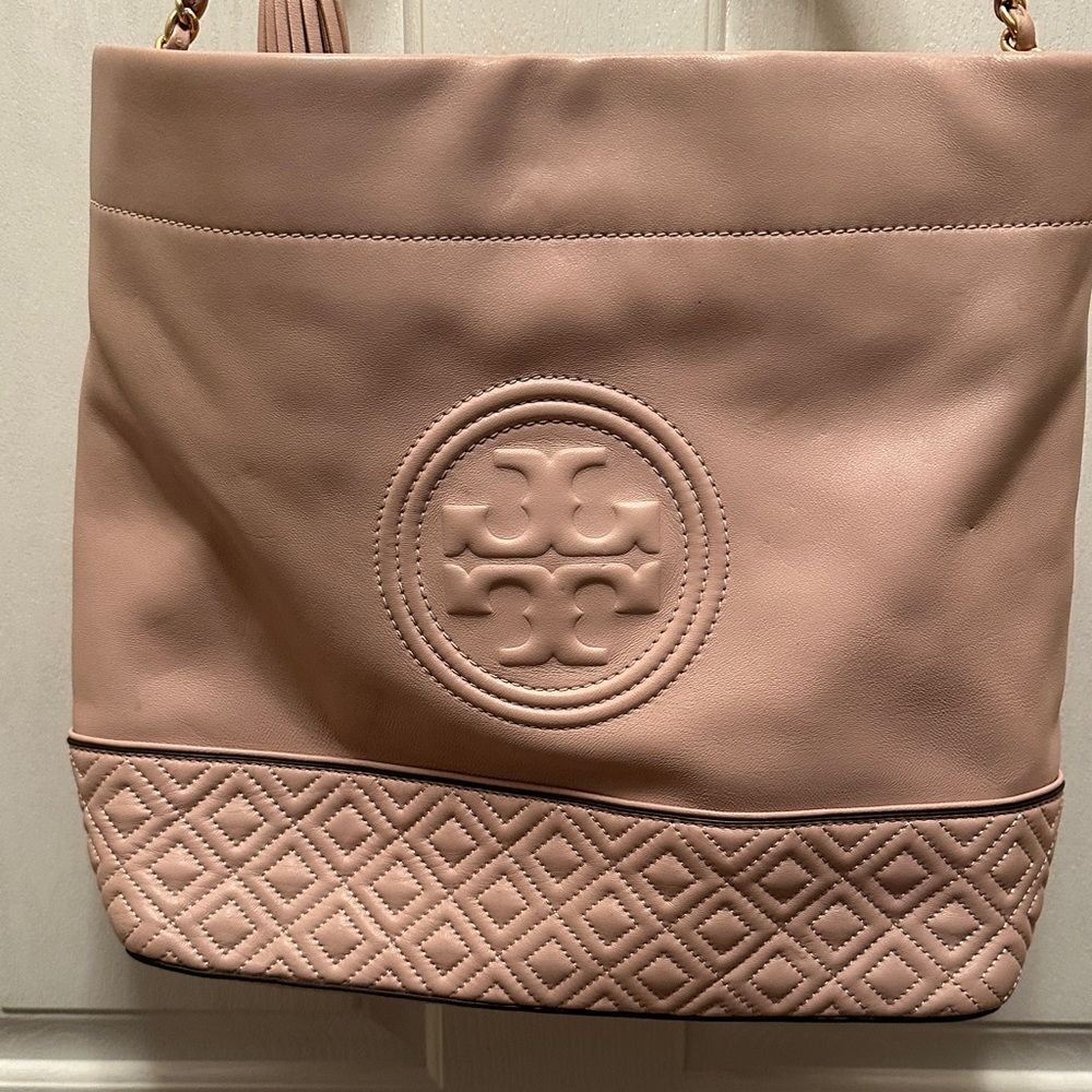 Tory Burch Blush Pink Soft Leather Shoulder Bag Classic Beautiful Chic Stylish - Picture 5 of 11